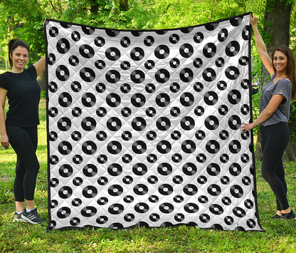 White And Black Vinyl Pattern Print Quilt