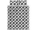 White And Black Vinyl Pattern Print Quilt Bed Set