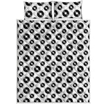 White And Black Vinyl Pattern Print Quilt Bed Set
