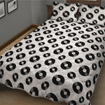 White And Black Vinyl Pattern Print Quilt Bed Set
