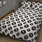 White And Black Vinyl Pattern Print Quilt Bed Set