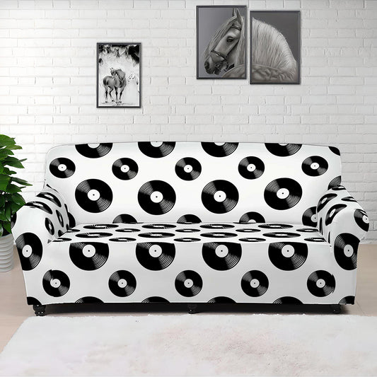 White And Black Vinyl Pattern Print Sofa Cover