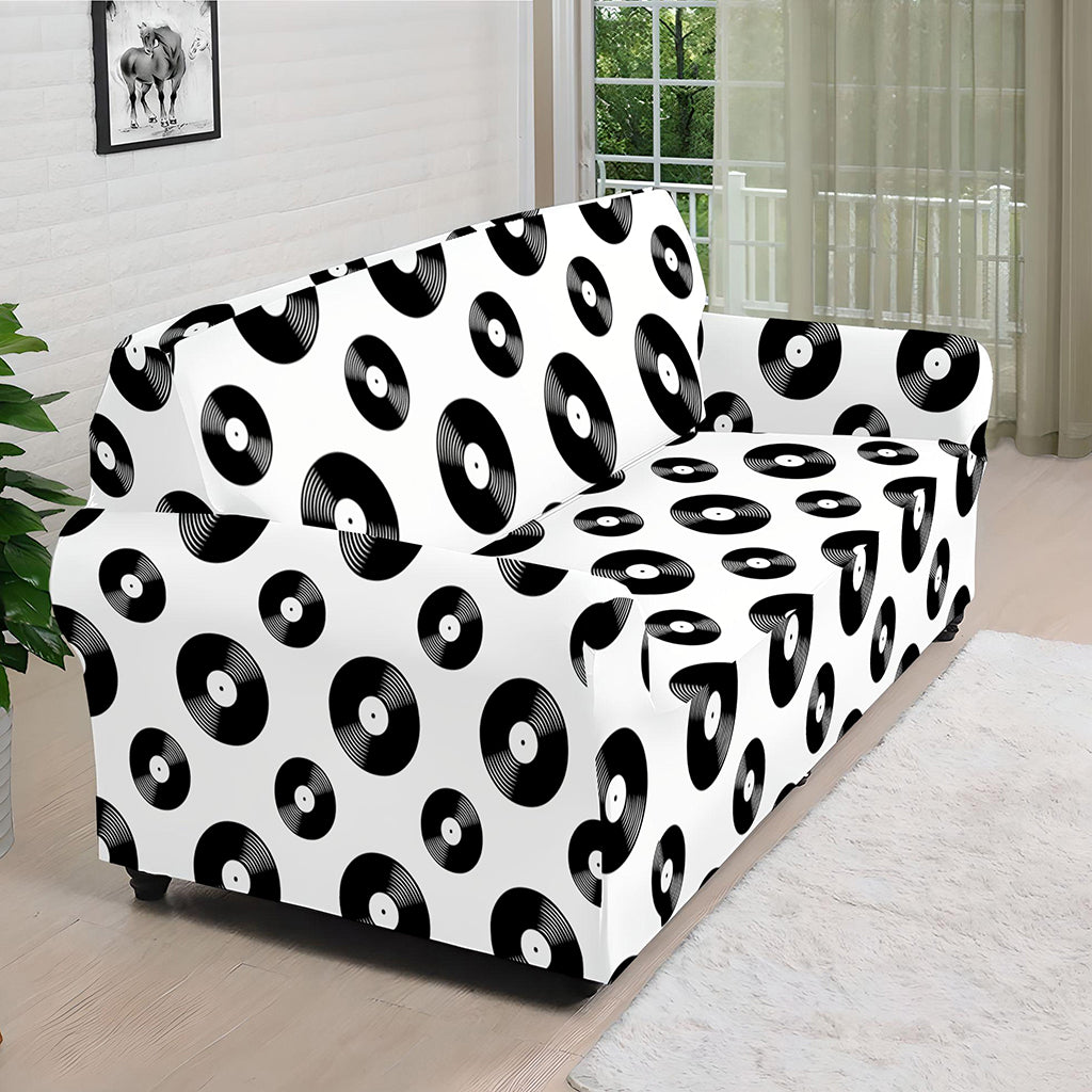 White And Black Vinyl Pattern Print Sofa Cover