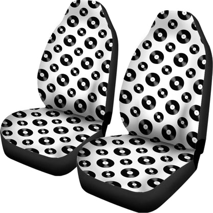 White And Black Vinyl Pattern Print Universal Fit Car Seat Covers