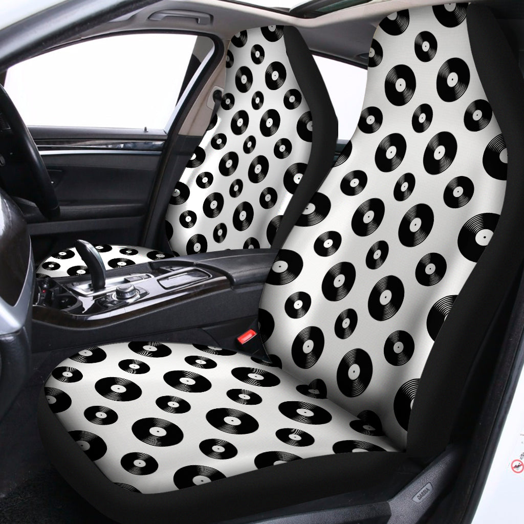 White And Black Vinyl Pattern Print Universal Fit Car Seat Covers
