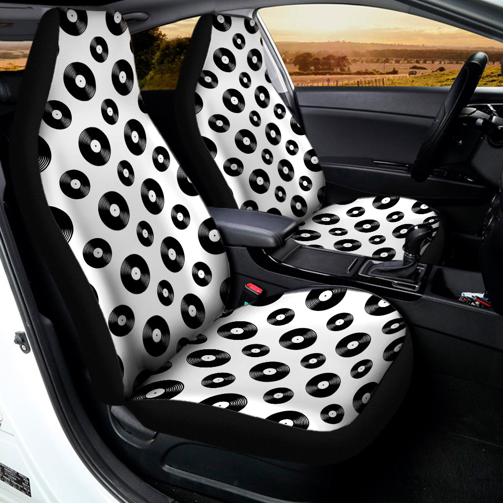 White And Black Vinyl Pattern Print Universal Fit Car Seat Covers