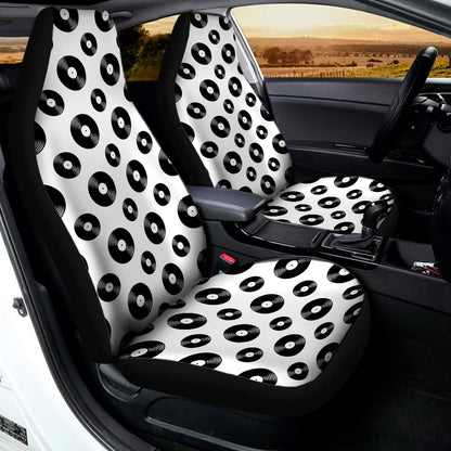 White And Black Vinyl Pattern Print Universal Fit Car Seat Covers