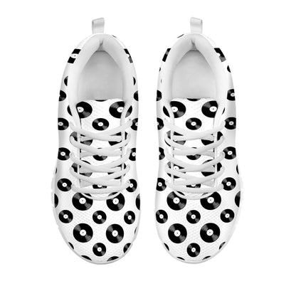 White And Black Vinyl Pattern Print White Sneakers