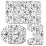 White And Black Wicca Magical Print 3 Piece Bath Mat Set