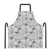 White And Black Wicca Magical Print Apron