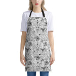 White And Black Wicca Magical Print Apron