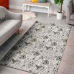 White And Black Wicca Magical Print Area Rug