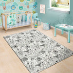 White And Black Wicca Magical Print Area Rug