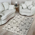 White And Black Wicca Magical Print Area Rug