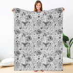 White And Black Wicca Magical Print Blanket