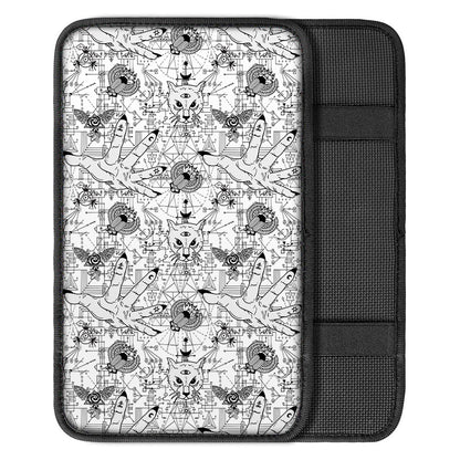 White And Black Wicca Magical Print Car Center Console Cover