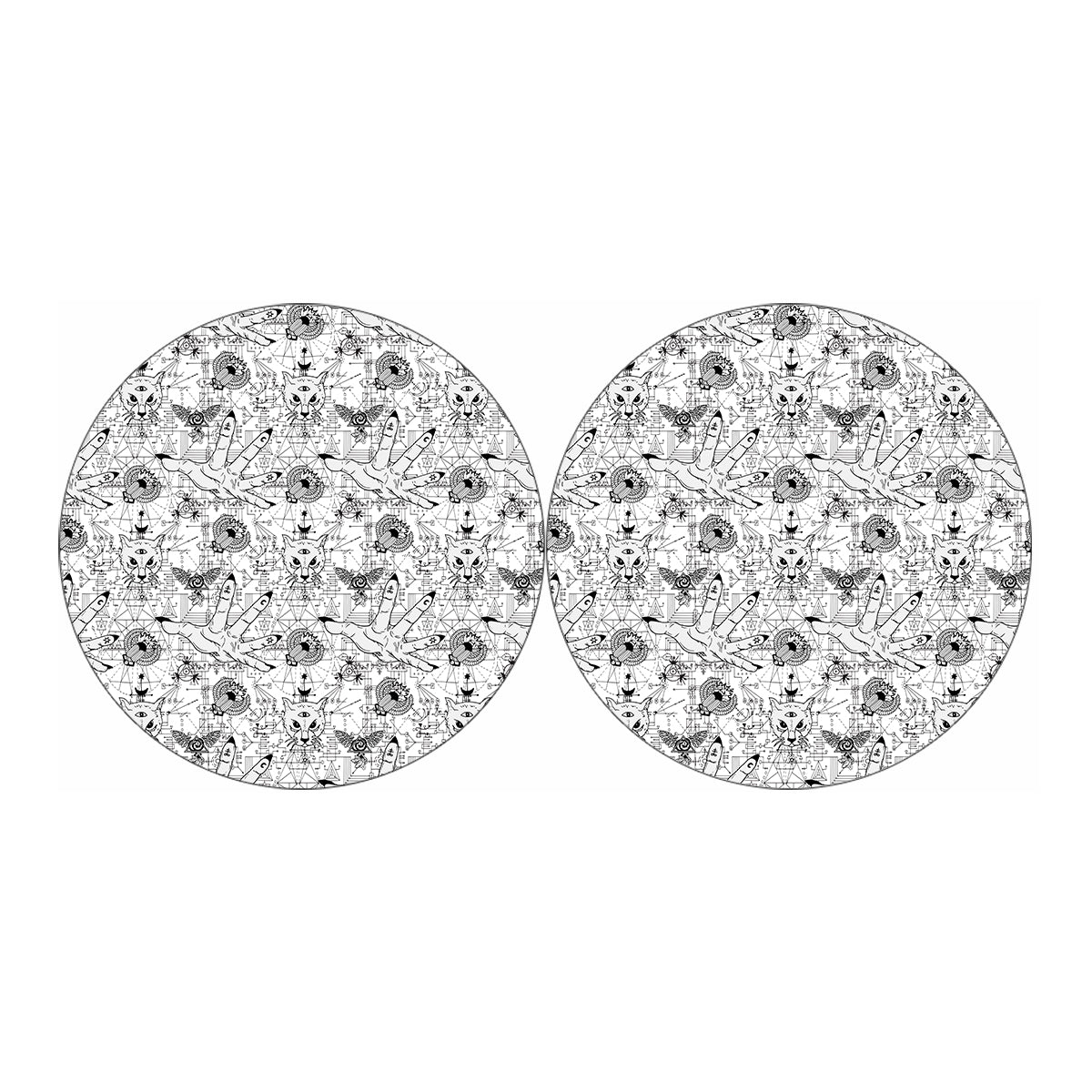 White And Black Wicca Magical Print Car Coasters