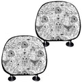 White And Black Wicca Magical Print Car Headrest Covers