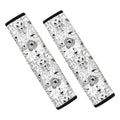 White And Black Wicca Magical Print Car Seat Belt Covers