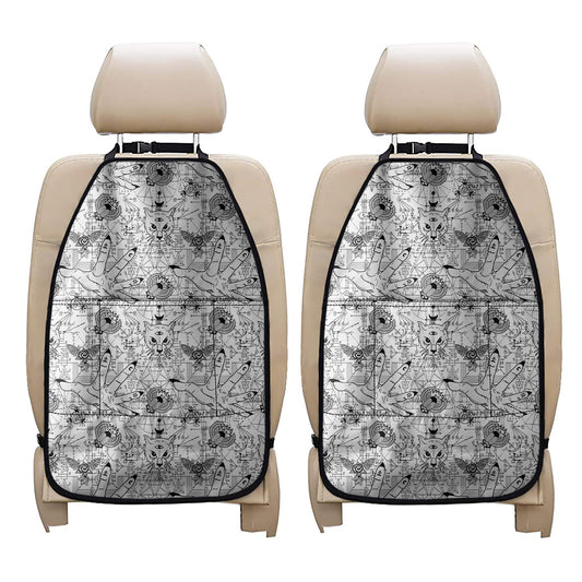 White And Black Wicca Magical Print Car Seat Organizers