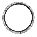 White And Black Wicca Magical Print Car Steering Wheel Cover