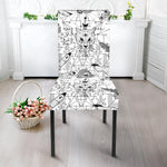 White And Black Wicca Magical Print Dining Chair Slipcover