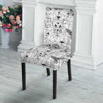 White And Black Wicca Magical Print Dining Chair Slipcover