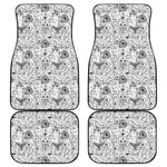 White And Black Wicca Magical Print Front and Back Car Floor Mats