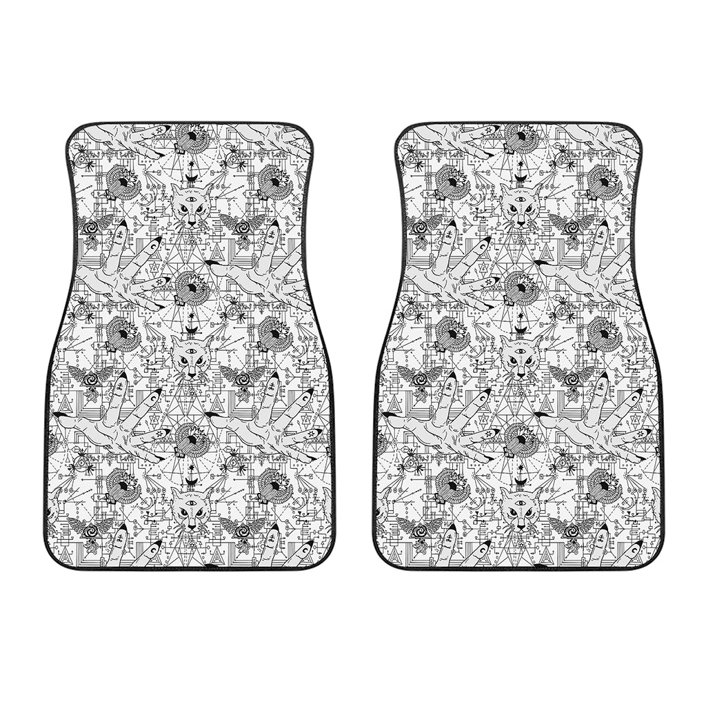 White And Black Wicca Magical Print Front Car Floor Mats