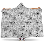 White And Black Wicca Magical Print Hooded Blanket