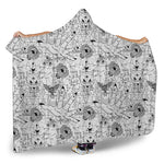 White And Black Wicca Magical Print Hooded Blanket