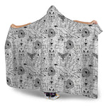 White And Black Wicca Magical Print Hooded Blanket