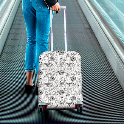 White And Black Wicca Magical Print Luggage Cover