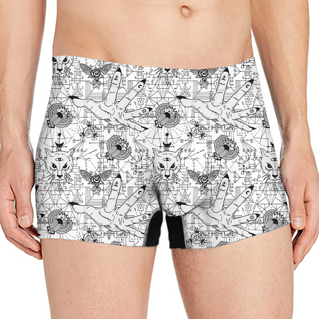 White And Black Wicca Magical Print Men's Boxer Briefs