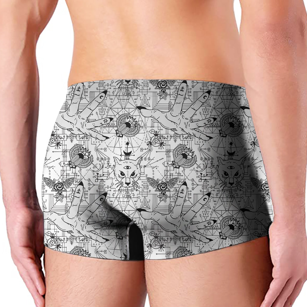 White And Black Wicca Magical Print Men's Boxer Briefs