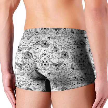 White And Black Wicca Magical Print Men's Boxer Briefs