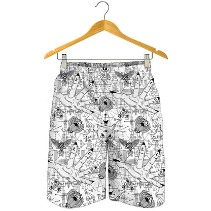 White And Black Wicca Magical Print Men's Shorts