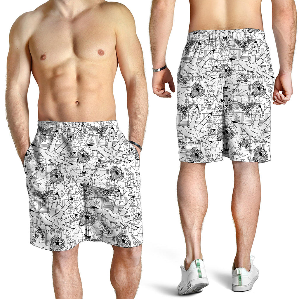 White And Black Wicca Magical Print Men's Shorts