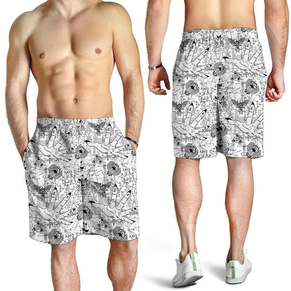 White And Black Wicca Magical Print Men's Shorts