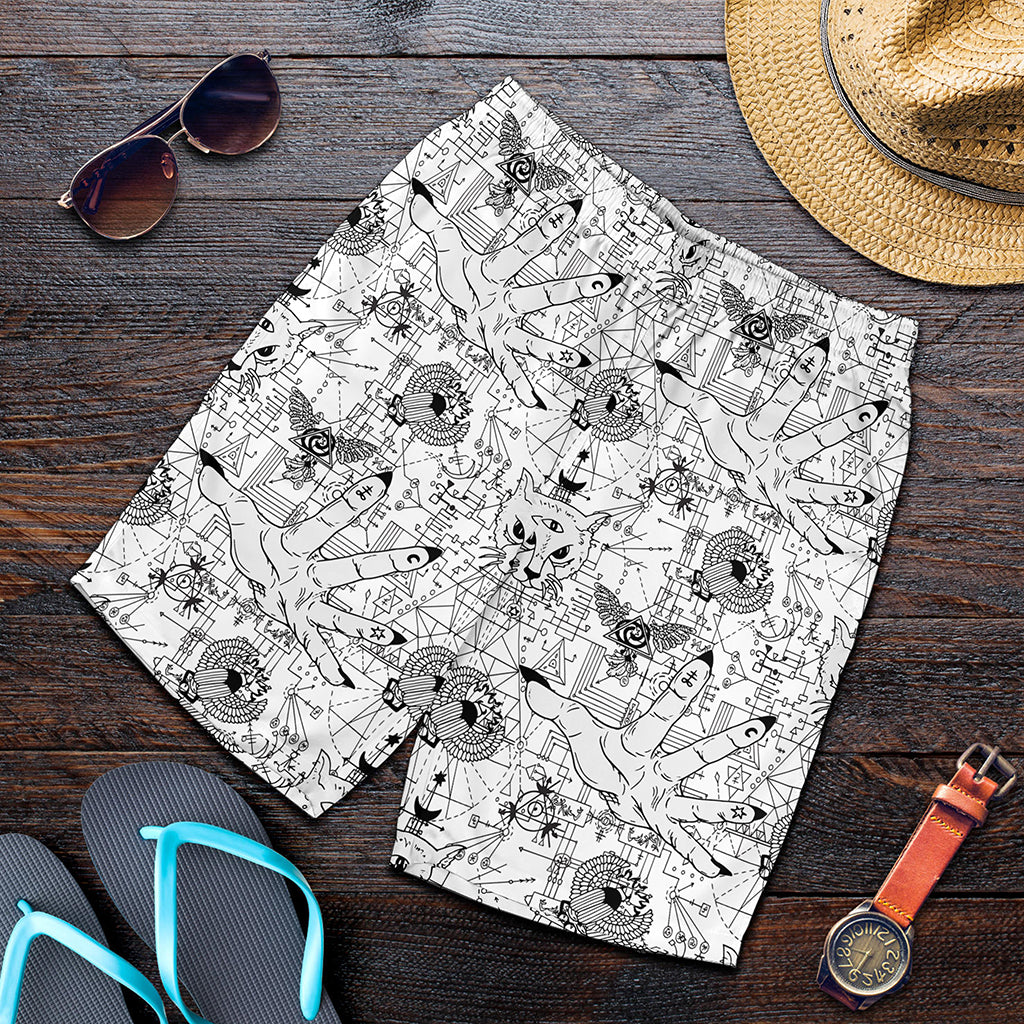 White And Black Wicca Magical Print Men's Shorts