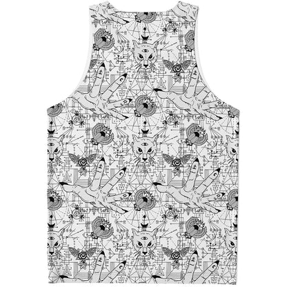 White And Black Wicca Magical Print Men's Tank Top