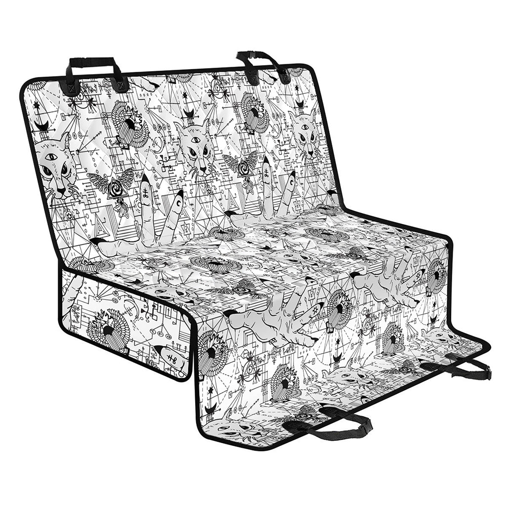 White And Black Wicca Magical Print Pet Car Back Seat Cover