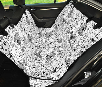 White And Black Wicca Magical Print Pet Car Back Seat Cover