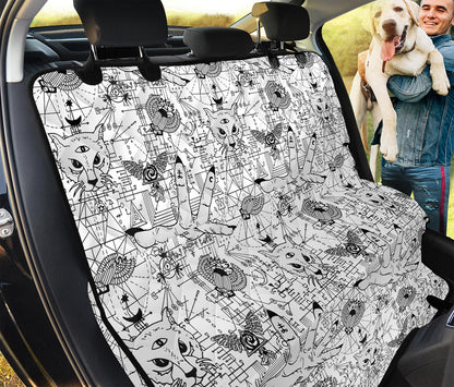 White And Black Wicca Magical Print Pet Car Back Seat Cover