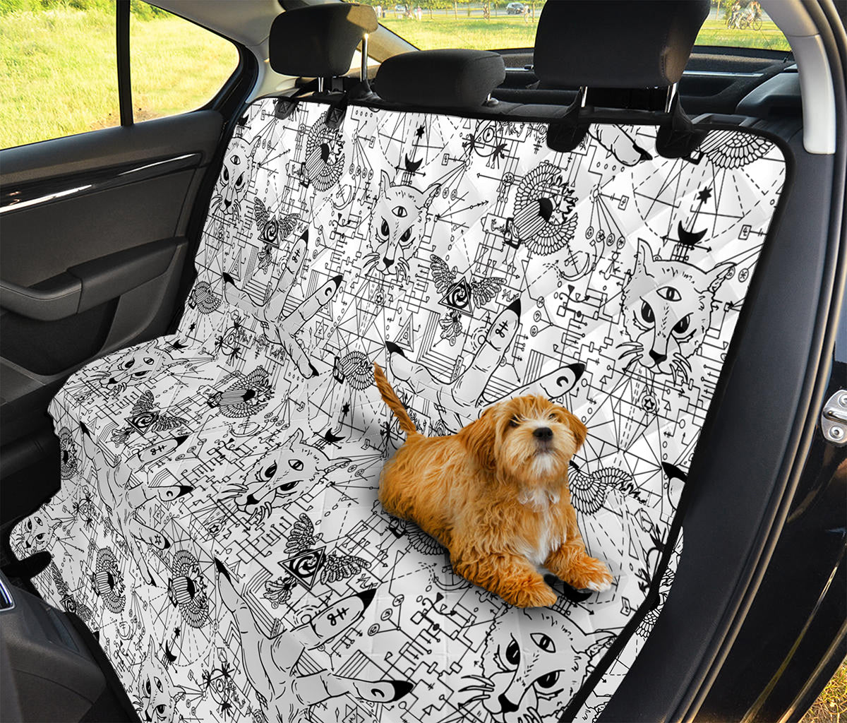 White And Black Wicca Magical Print Pet Car Back Seat Cover