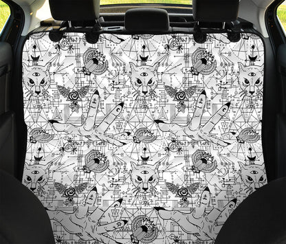 White And Black Wicca Magical Print Pet Car Back Seat Cover
