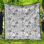 White And Black Wicca Magical Print Quilt