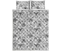 White And Black Wicca Magical Print Quilt Bed Set