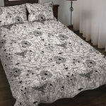 White And Black Wicca Magical Print Quilt Bed Set