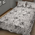 White And Black Wicca Magical Print Quilt Bed Set